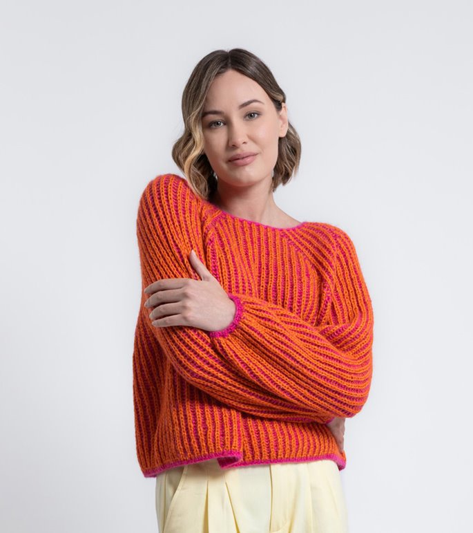 Lana Grossa TOP DOWN VÄNDPULLOVER Brigitte No. 2